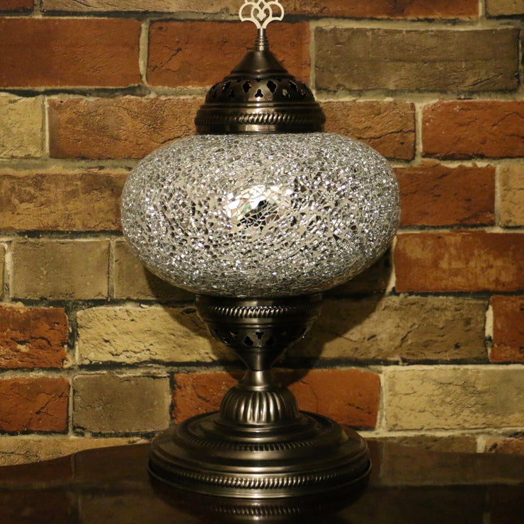 Crackle Glass Table Lamp in White, 3 Styles Available, Large