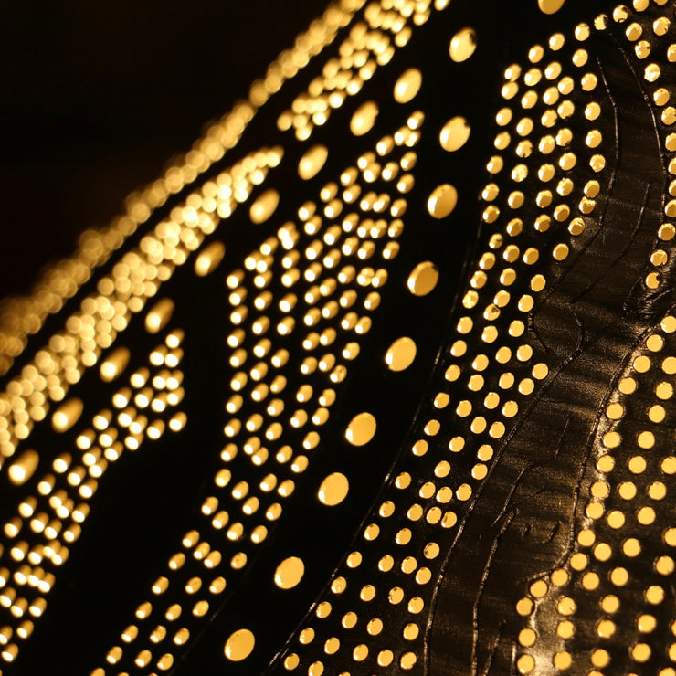 Hand-Punctured Nickel-Plated Brass Hanging Lamp