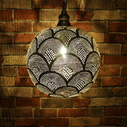 Hand-Punctured Nickel-Plated Brass Hanging Lamp