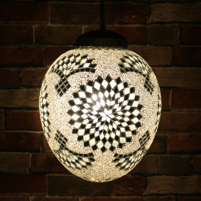 Hanging Mosaic "Egg" Lamp in White