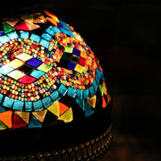Hanging Mosaic Dome Lamp in Aqua & MultiColors, Open Bottom