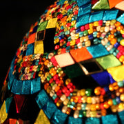 Hanging Mosaic Dome Lamp in Aqua & MultiColors, Open Bottom