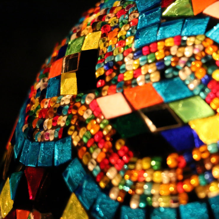 Hanging Mosaic Dome Lamp in Aqua & MultiColors, Open Bottom
