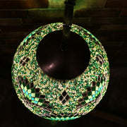 Hanging Mosaic "Egg" Lamp in Green & Turquoise