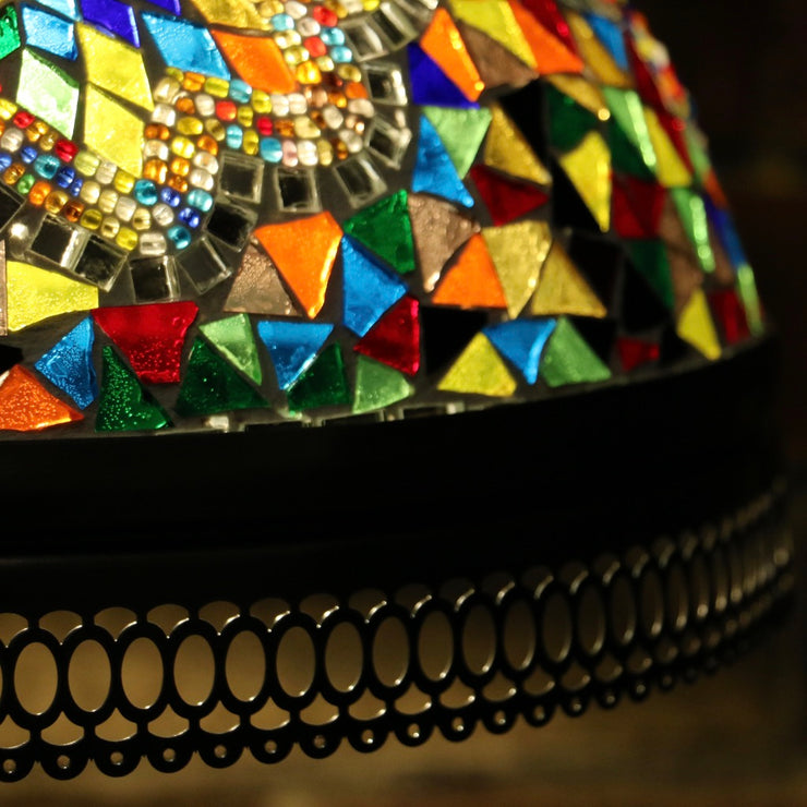 Hanging Mosaic Dome Lamp in MultiColors, Open Bottom