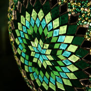 Hanging Mosaic "Egg" Lamp in Green & Turquoise