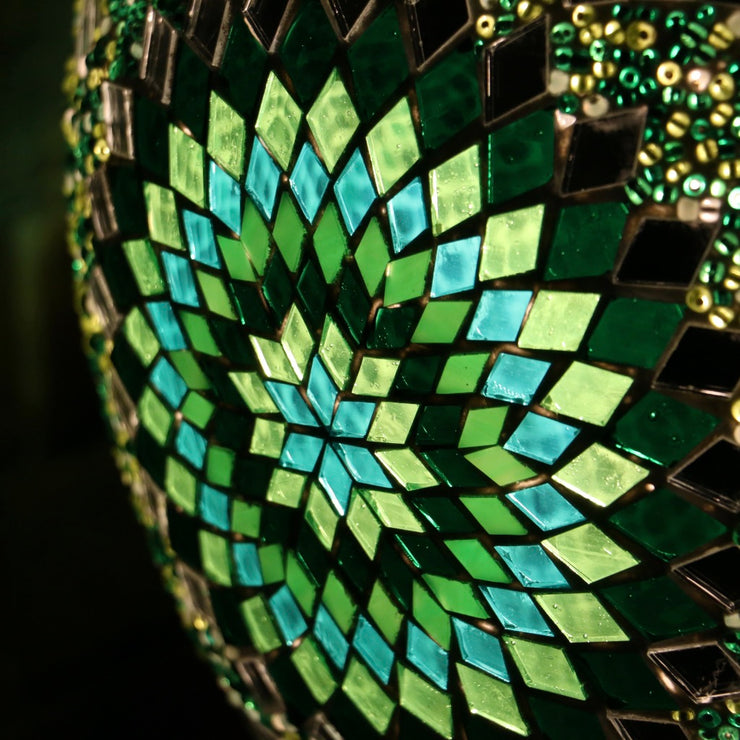 Hanging Mosaic "Egg" Lamp in Green & Turquoise