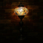 Crackle Glass Table Lamp in Dark Amber, 3 Styles Available, Large