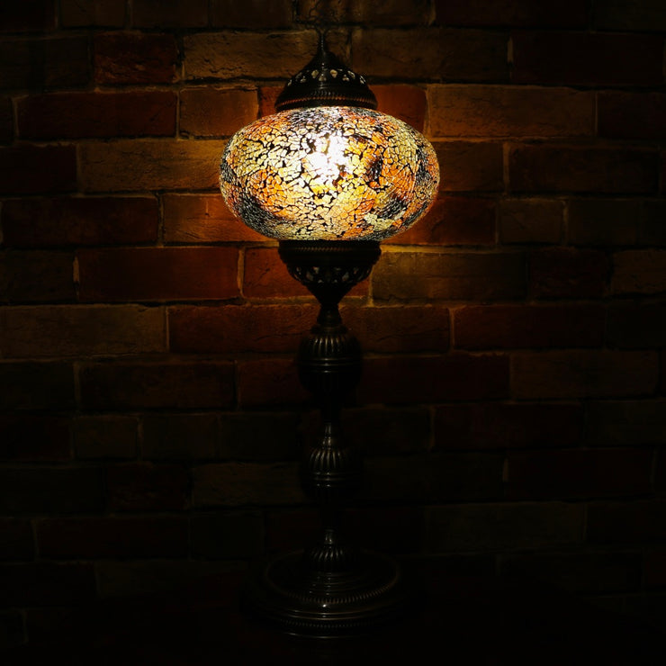 Crackle Glass Table Lamp in Dark Amber, 3 Styles Available, Large