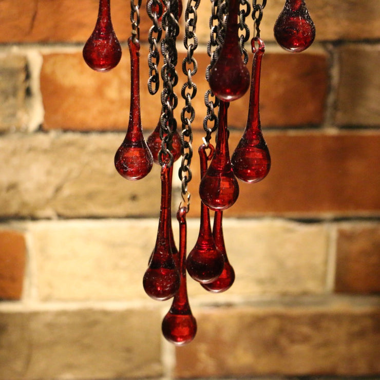 Blown Glass Red Droplet & Chain Chandelier
