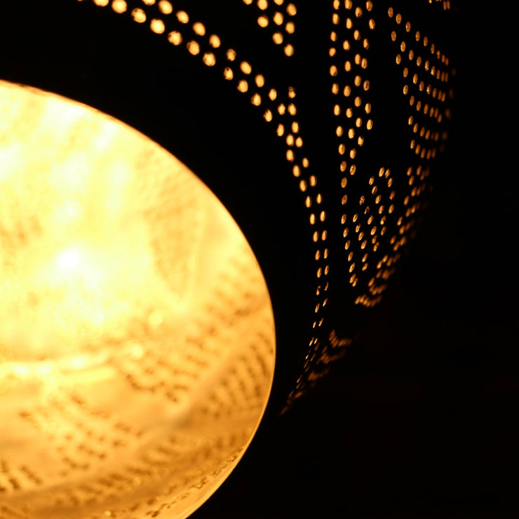 Hand-Punctured Nickel-Plated Brass Hanging Lamp