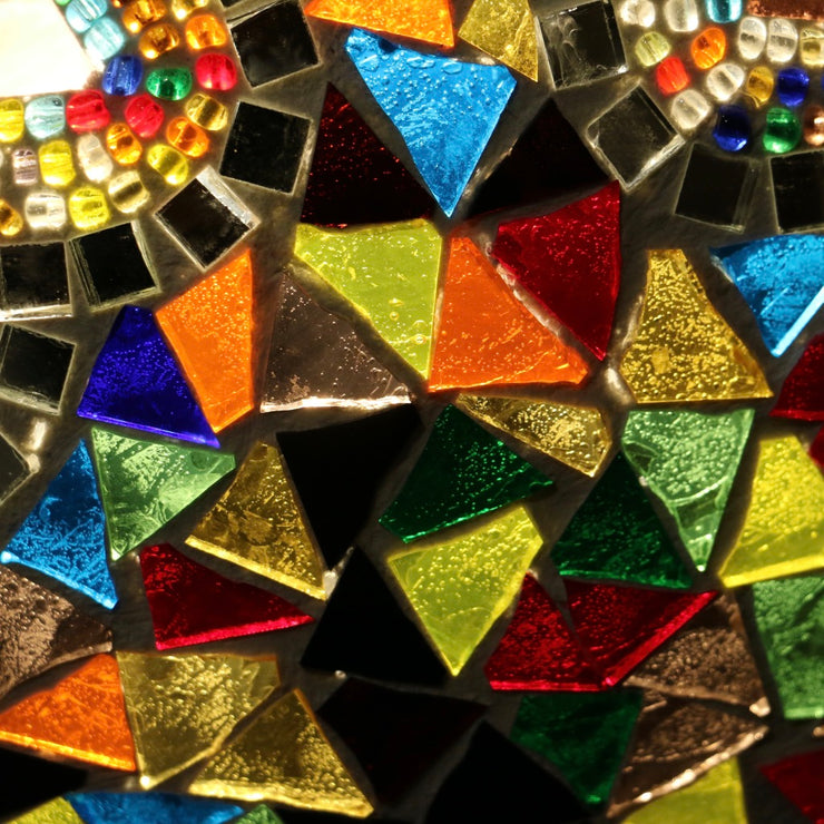 Hanging Mosaic Dome Lamp in MultiColors, Open Bottom