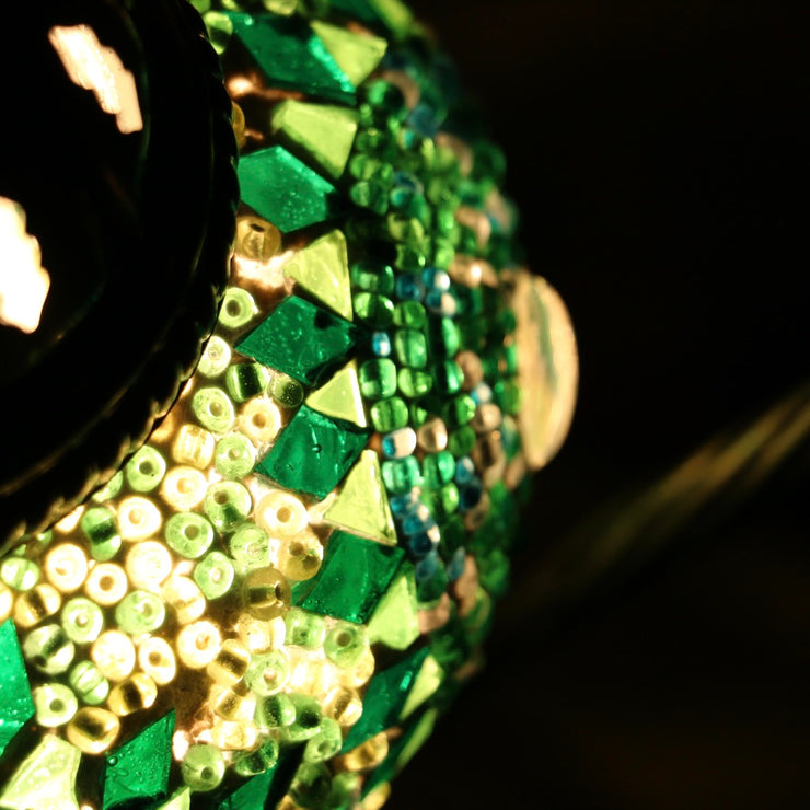 Mosaic Table Lamp in Green, Swan Neck