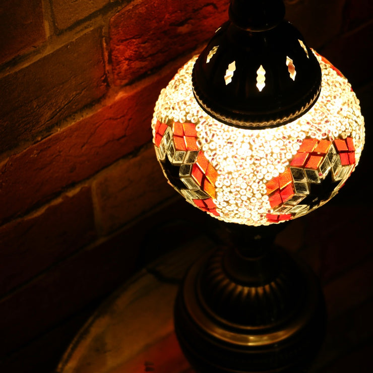 Mosaic Table Lamp in Pale Pink, Red, & Violet