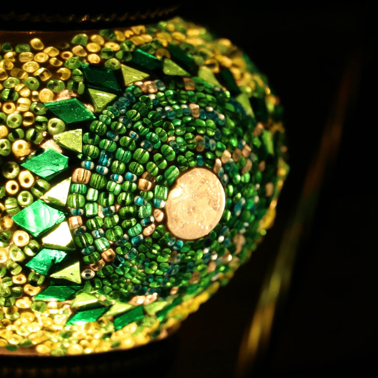 Mosaic Table Lamp in Green, Swan Neck