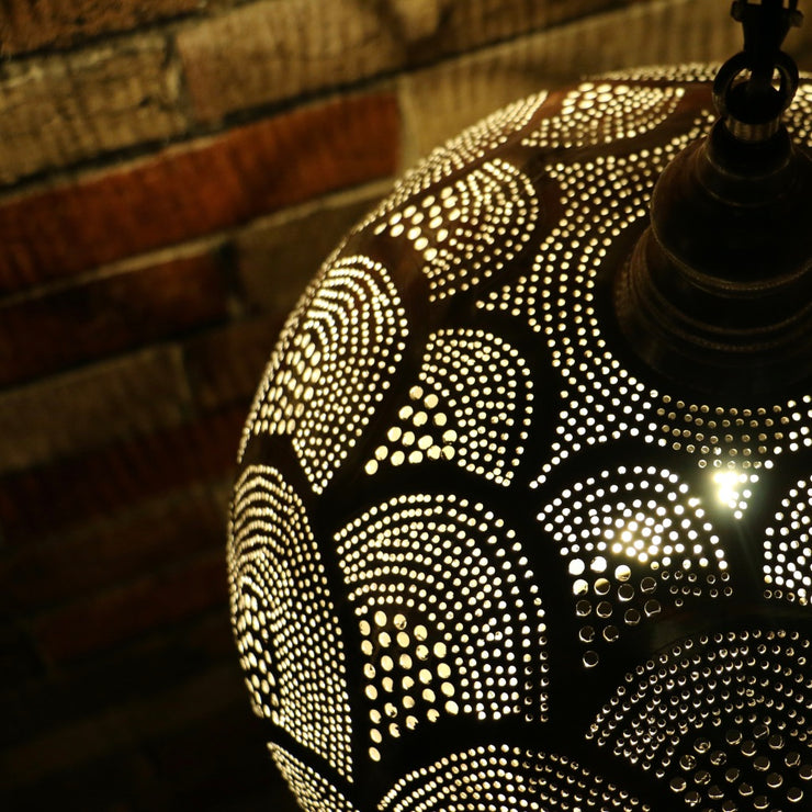 Hand-Punctured Nickel-Plated Brass Hanging Lamp