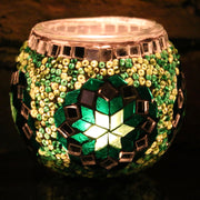 Mosaic Candleholder in Greens