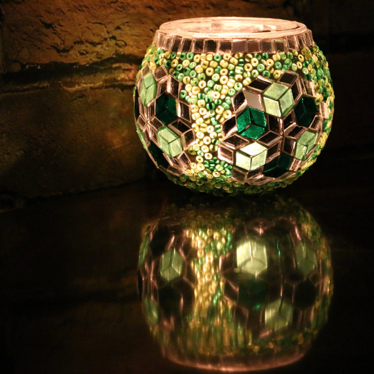 Mosaic Candleholder in Greens