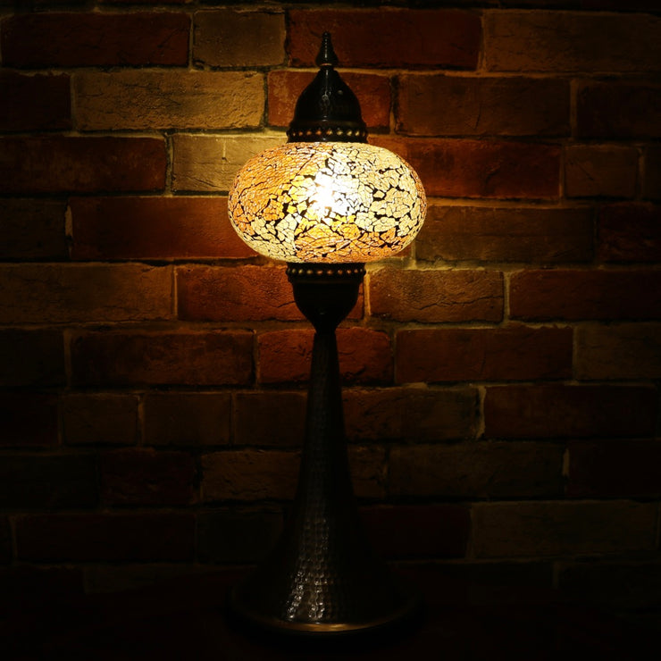 Crackle Glass Table Lamp in Amber, 5 Styles Available