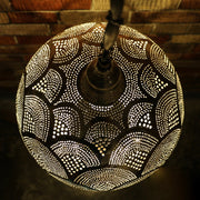 Hand-Punctured Nickel-Plated Brass Hanging Lamp