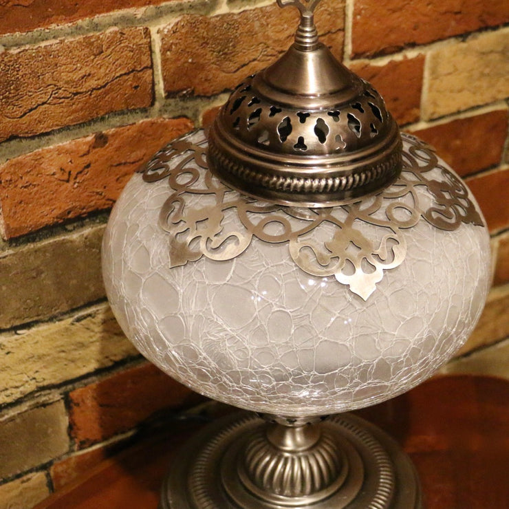 Crackle Glass Table Lamp, Frosted Laser-Cut Detail, 3 Styles Available
