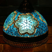 Hanging Mosaic Dome Lamp in Aqua Blue, Open Bottom