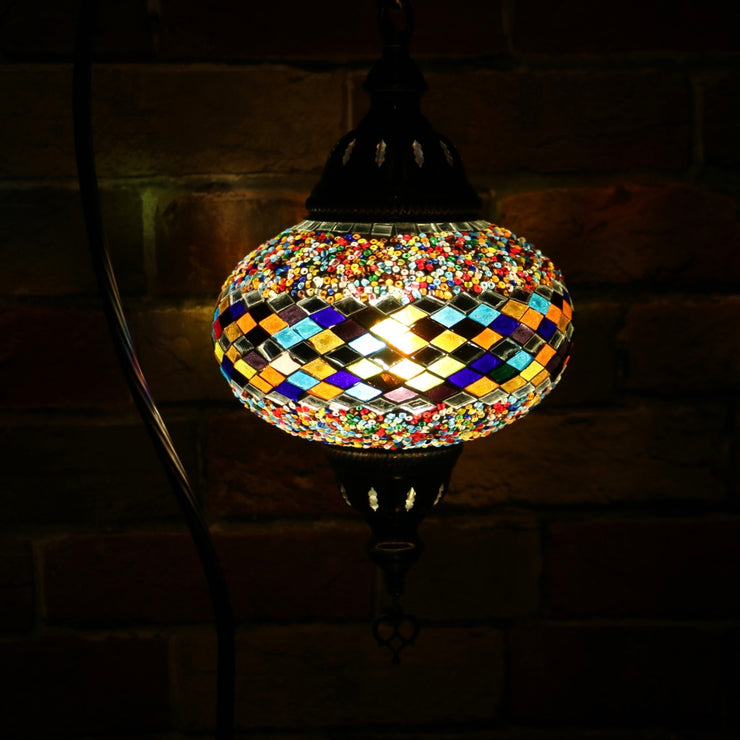 Mosaic Table Lamp in Many Colors, Swan Neck