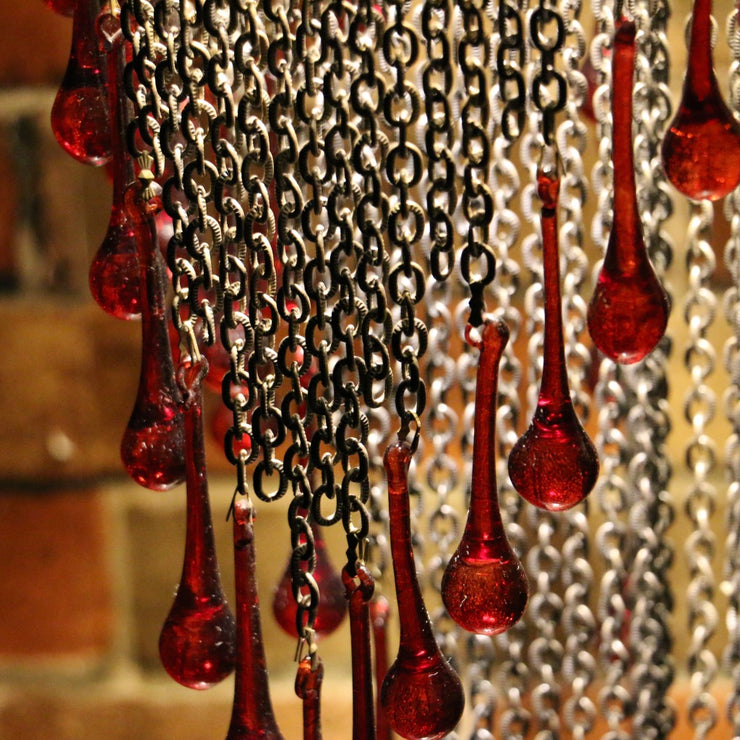 Blown Glass Red Droplet & Chain Chandelier