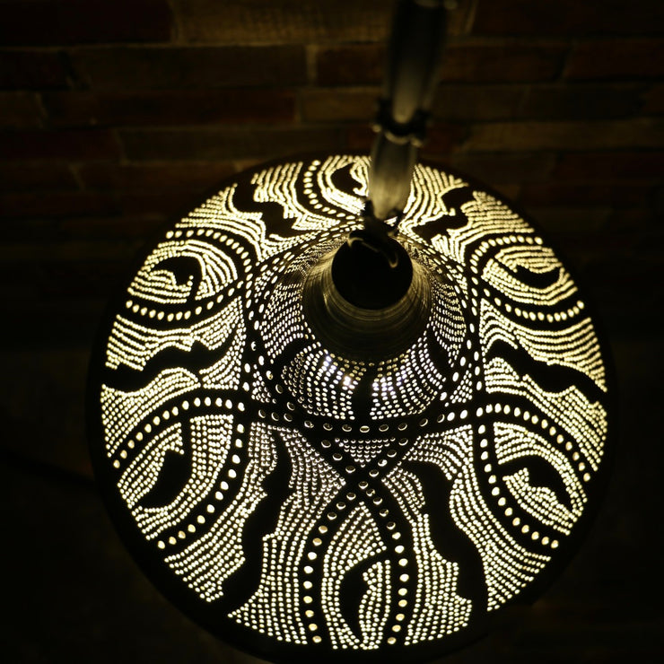 Hand-Punctured Nickel-Plated Brass Hanging Lamp