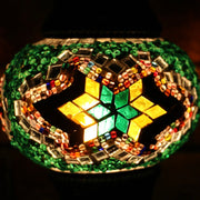 Mosaic Table Lamp in Green & MultiColors, Swan Neck