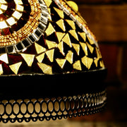 Hanging Mosaic Dome Lamp in Amber, Open Bottom