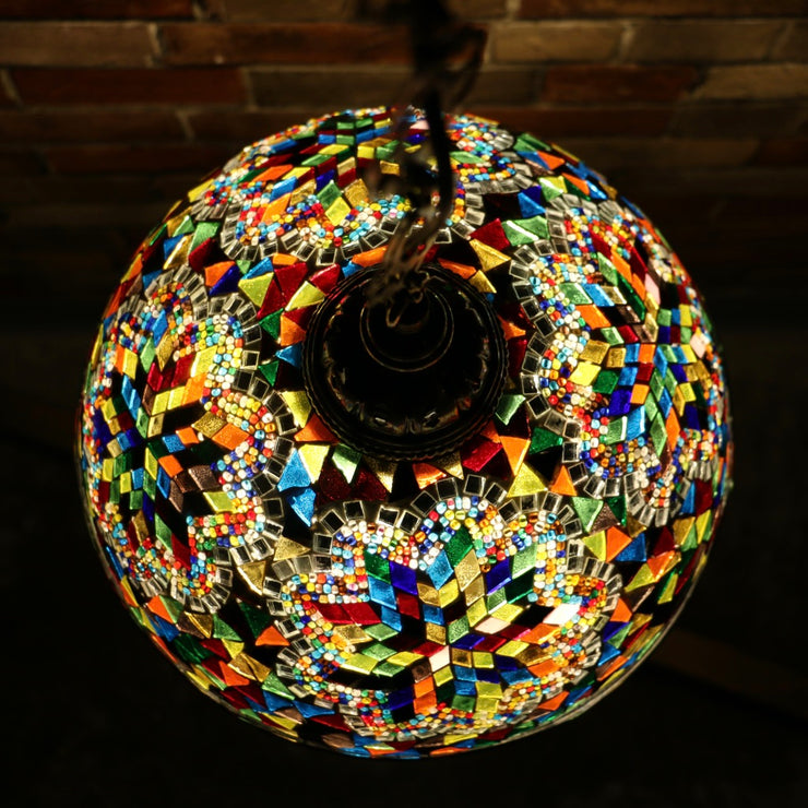 Hanging Mosaic Dome Lamp in MultiColors, Open Bottom