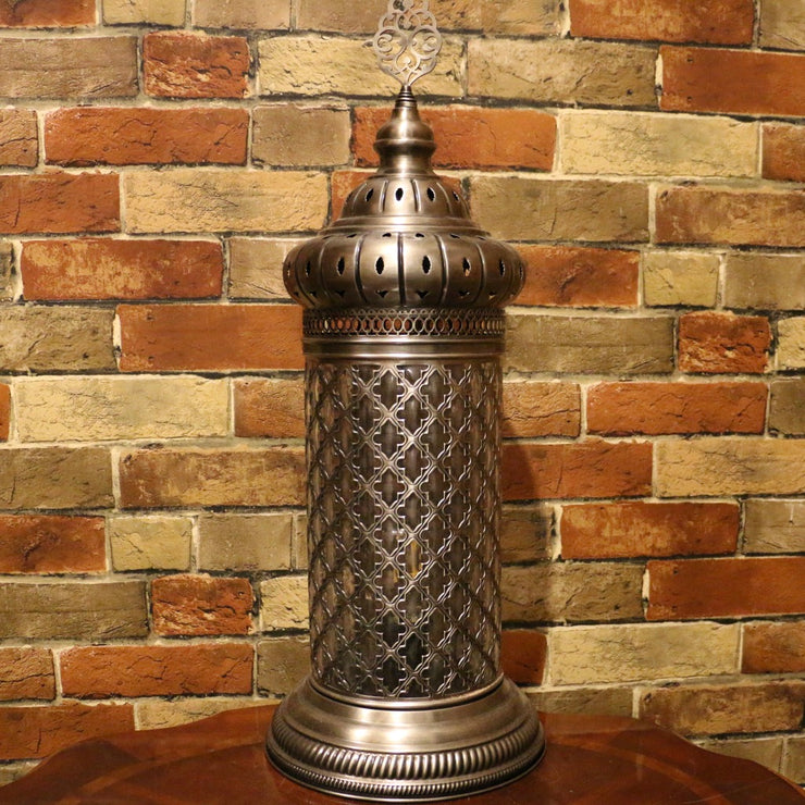 Table or Floor Lamp in Brushed Nickel & Glass