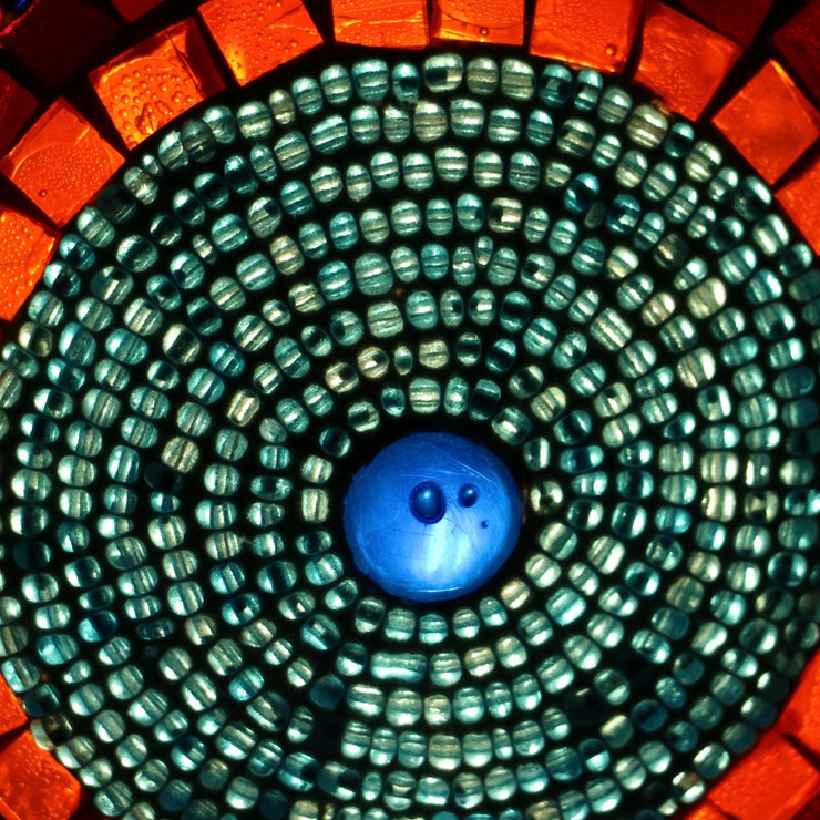 Mosaic Table or Floor Lamp in Red, Orange, Yellow, & Blue