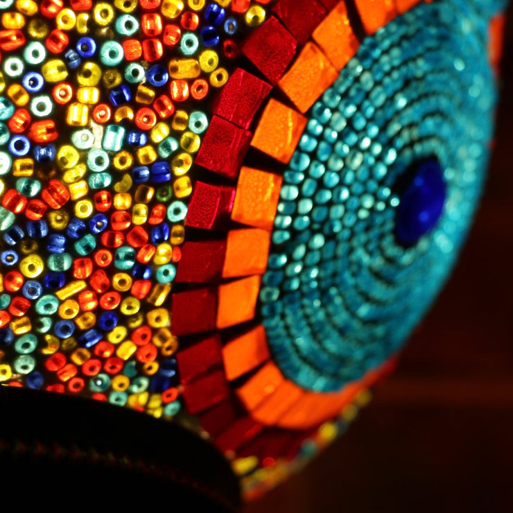 Mosaic Table or Floor Lamp in Red, Orange, Yellow, & Blue