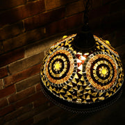 Hanging Mosaic Dome Lamp in Amber, Open Bottom