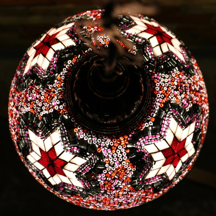 Hanging Mosaic Dome Lamp in Blush Tones, Open Bottom