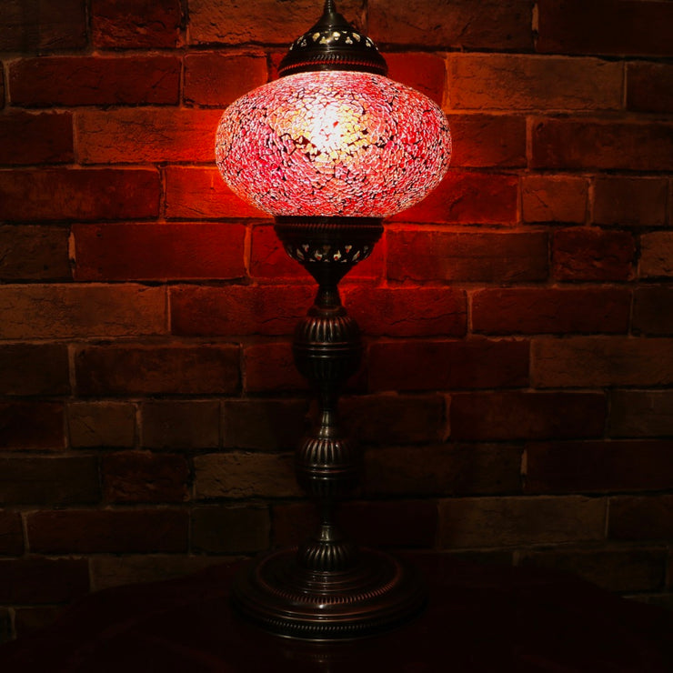 Crackle Glass Table Lamp in Red, 3 Styles Available, Large