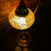 Crackle Glass Table Lamp in Amber, 5 Styles Available