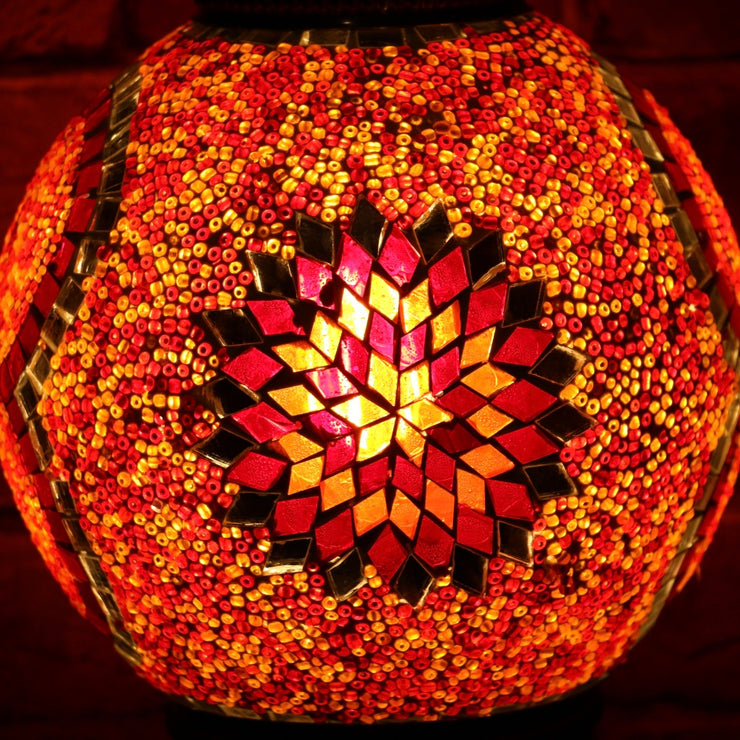 Mosaic Table or Floor Lamp in Red & Orange