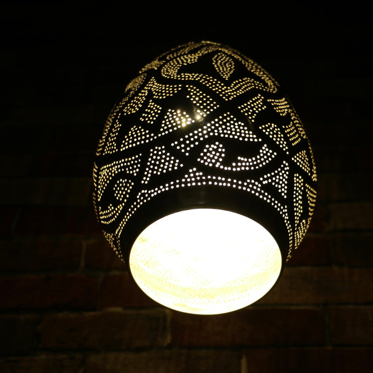 Hand-Punctured Nickel-Plated Brass Hanging Lamp