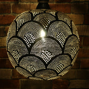 Hand-Punctured Nickel-Plated Brass Hanging Lamp