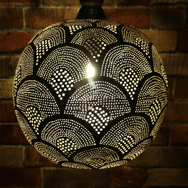 Hand-Punctured Nickel-Plated Brass Hanging Lamp