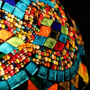 Hanging Mosaic Dome Lamp in Aqua & MultiColors, Open Bottom
