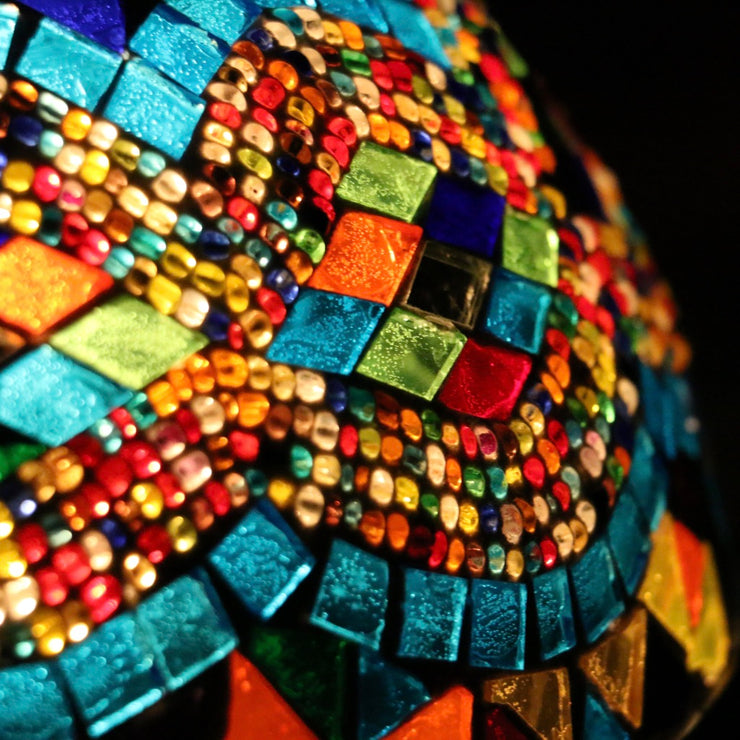 Hanging Mosaic Dome Lamp in Aqua & MultiColors, Open Bottom