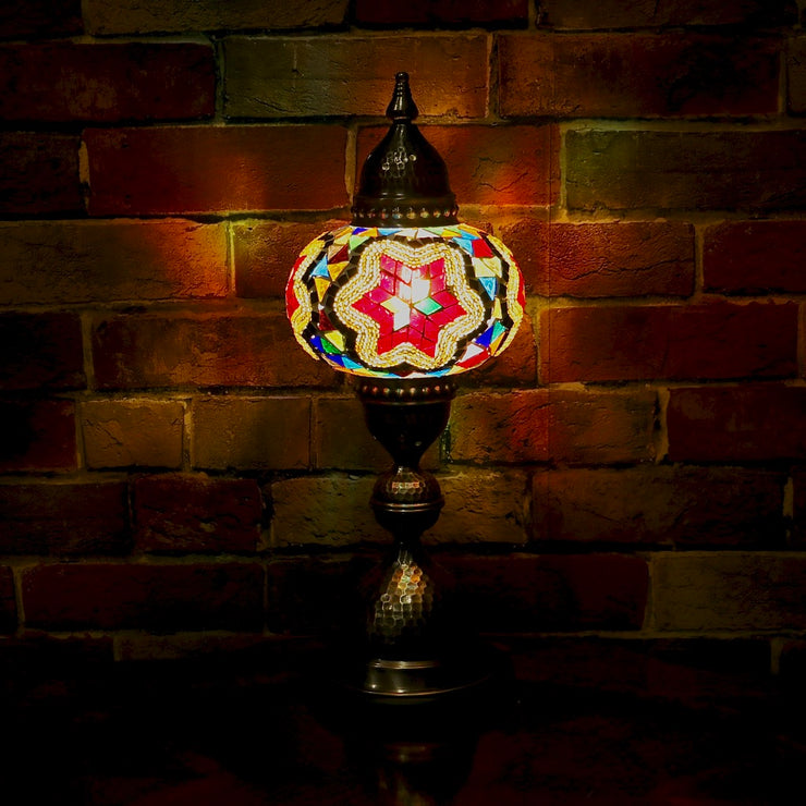 Mosaic Table Lamp Red Star & MultiColor, 5 Styles Available