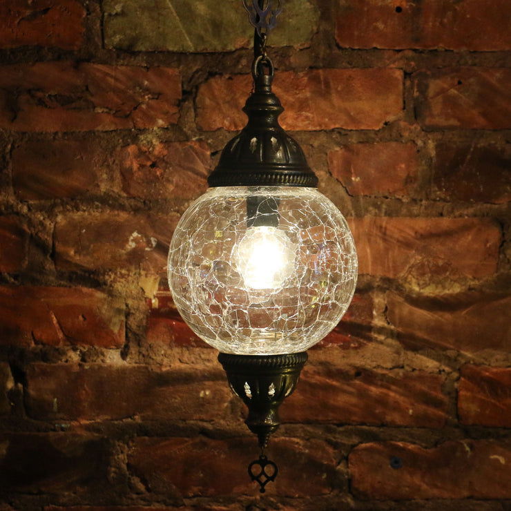 Crackle Glass Hanging Lamp Clear Globe (SETS AVAILABLE)