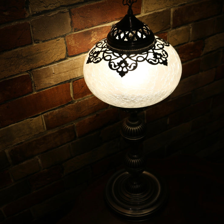 Crackle Glass Table Lamp, Frosted Laser-Cut Detail, 3 Styles Available