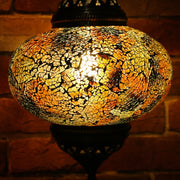 Crackle Glass Table Lamp in Dark Amber, 3 Styles Available, Large