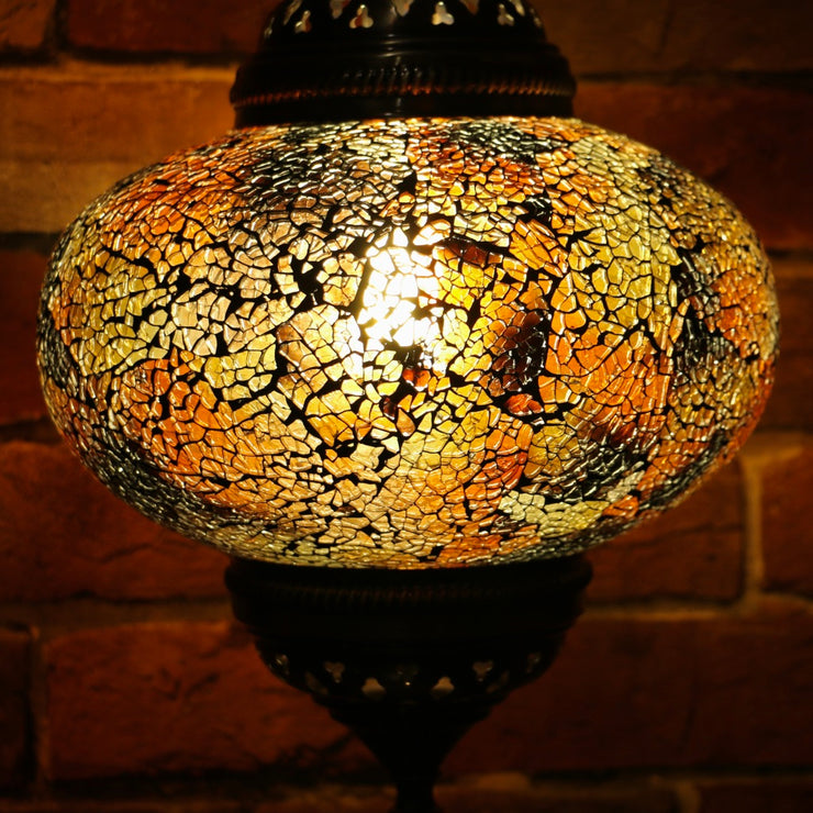 Crackle Glass Table Lamp in Dark Amber, 3 Styles Available, Large